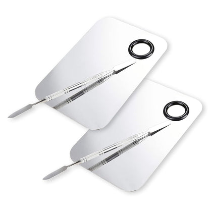 Makeup Mixing Palette, Upgrad Stainless Steel Metal Mixing Tray with Spatula Artist Tool for Mixing Foundation Nail-Art