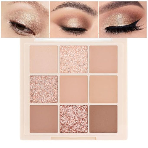 Nude Pink Beige Eyeshadow Palette,Natural Eye Shadow Make Up Pallets for Women,Neutral Small Cream Light Colors Eyeshadow Palette Long Lasting Naturing-Looking,Vegan